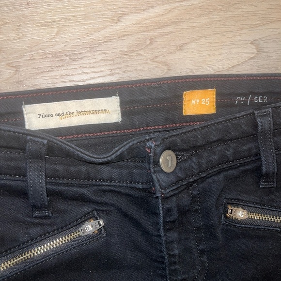 Pilcro And The Letterpress Serif Black Zippered Skinny Jeans Women's 25 Moto - Picture 3 of 6